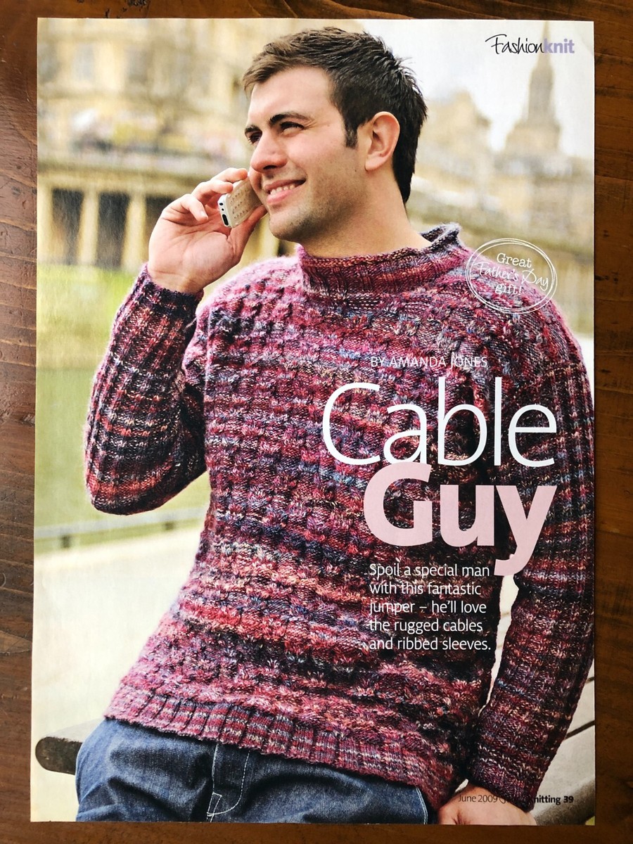 Amanda Jones knitting pattern men's DK cable textured sweater with