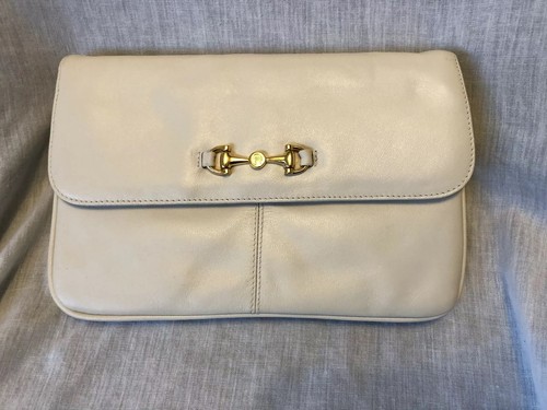 Vintage 70s Etienne Aigner Leather Cream Cross-body Clutch Bag 10 x 6.25 x 0.34" - Picture 4 of 12