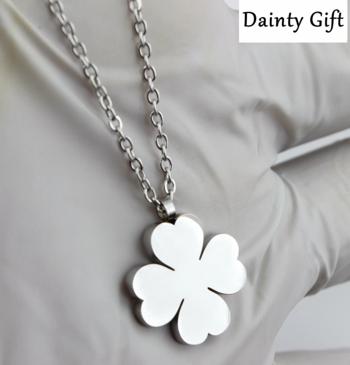 BLACK and WHITE Clover Gold Tone Necklace