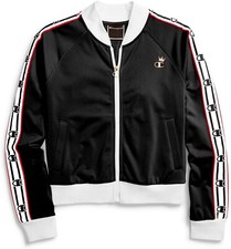 New Champion Women Crown C Logo Track Jacket Black White Size XS