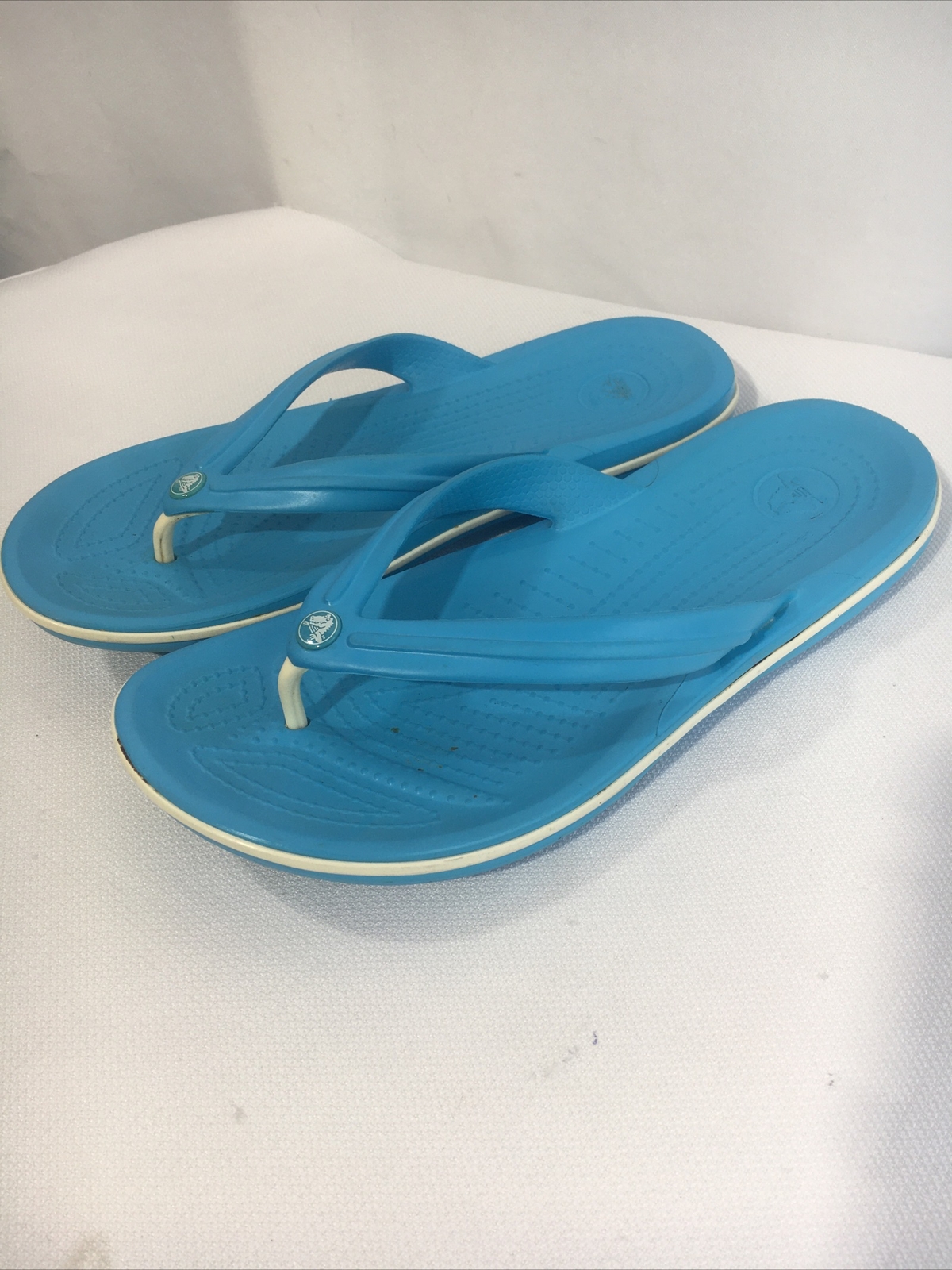 Crocs Flip Flops Womens 8 Mens 6 Aqua Blue Sandals Crocband  thongs-image