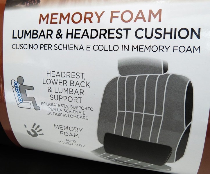CUSCINO LOMBARE MORBIDO PER SCHIENA AUTO VIAGGIO COMFORT MEMORY