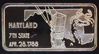 1974 Maryland State Hamilton Mint Rare Vtg Bullion-999 Silver 1 Ounce Oz Art Bar