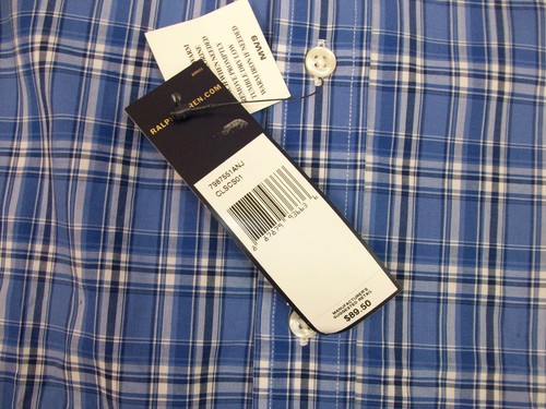 Polo Ralph Lauren Classic Fit LS Plaid Poplin Camisa Azul Blanco $89.50 Pequeño NWT - Imagen 4 de 6