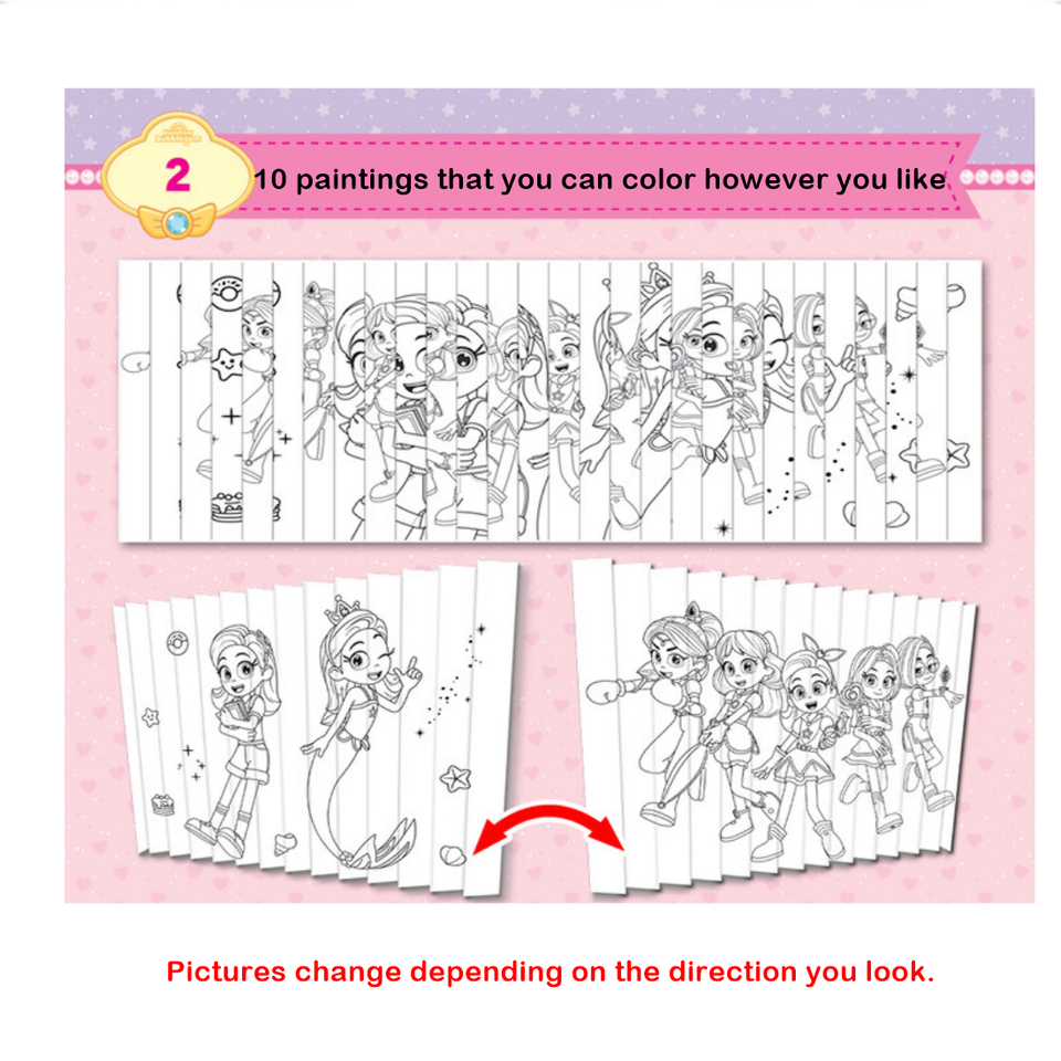 Rainbow Bubblegem Princess Mermaid Accordion Style Lenticular Coloring ...