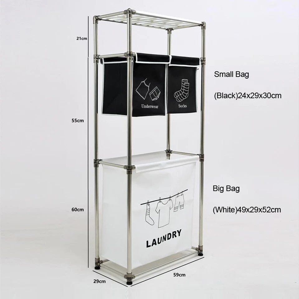 Wäschekorb Wäschesammler Badregal Badschrank Regal Wäschesortierer Edelstahl - Bild 4 von 4