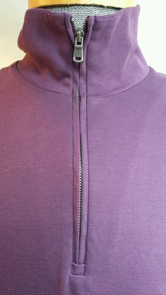 Men's zip pullover LINCS DC&CO Long sleeves sueded cotton M purple plum solid - Image 2 of 4