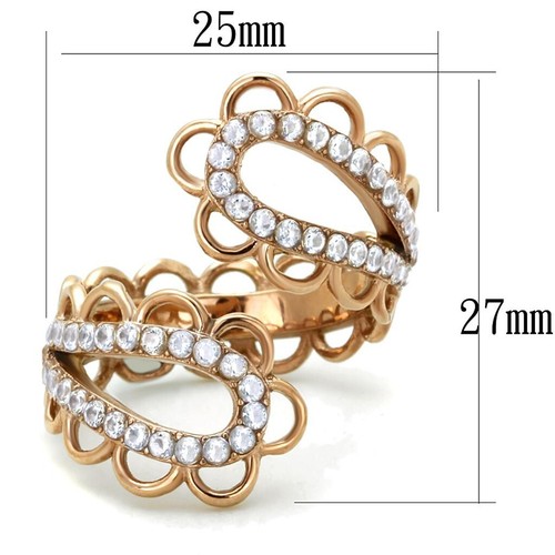 Ring rose gold cocktail elegant pretty cubic zirconias sparkling - Picture 2 of 4