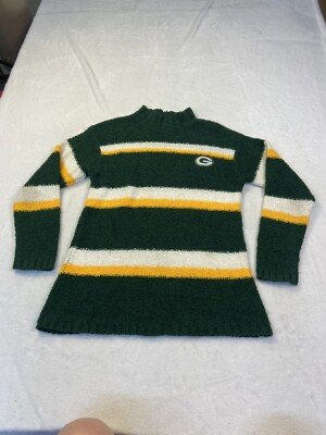 Game Day Women’s Size Small Green Bay Packers Sweater Striped Green Yellow 