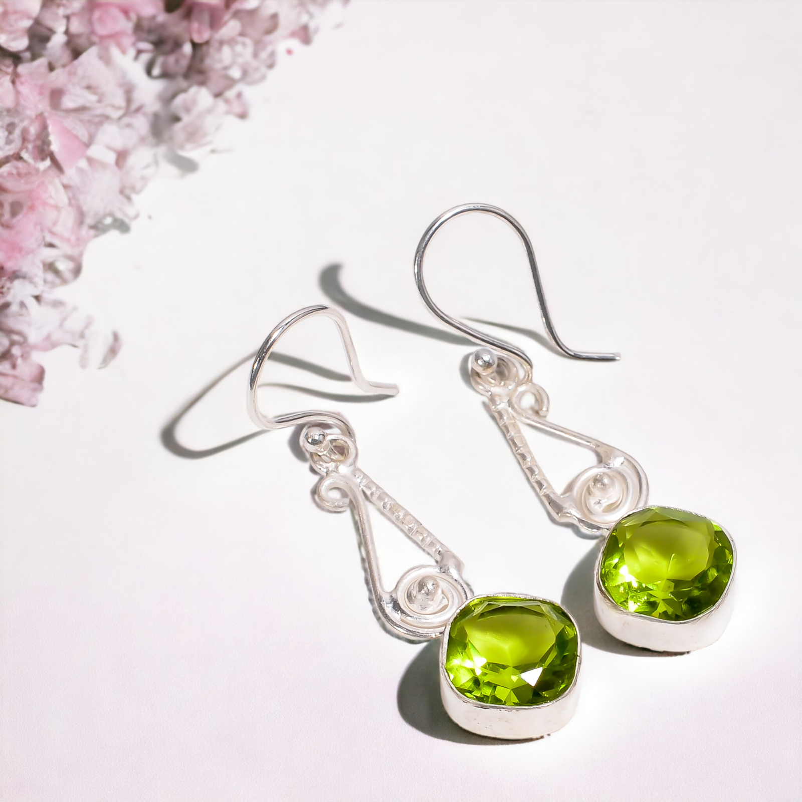 Natural Peridot Gemstone Drop/Dangle Earrings 925 Sterling Silver For Women