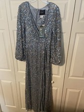 Mac Duggal 5213 Multi Colored Sequin Silver Evening Gown Dress Size 8 New W/Tags
