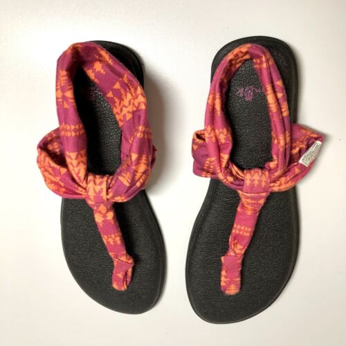 Sanuk Sz 6 Yoga Sling Flip Flops Sandals Stretch Knit Ankle Wrap Yoga Mat Soles - Picture 1 of 5
