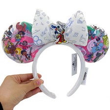 DisneyParks 100 Years Rare Mickey Friends Ears Minnie Mouse White Bow Headband