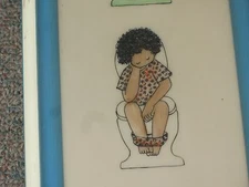 Vintage Signed Engraving Hand Painting 5"x18"- 3.5"x17"  Kids Potty !! Ruis Joy