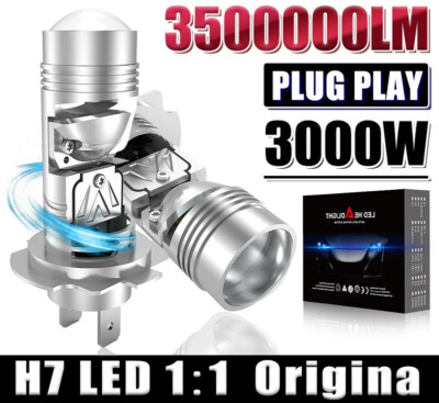 H7 Led Projector Car Headlight Bulbs Canbus High-Power 3000W 3500000LM 8570 CSP