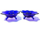 Vintage Cobalt Blue Glass Candlesticks Holder Two piece Blue