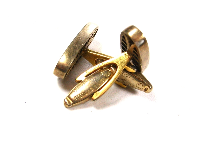 Boutons De Manchette En Argent Sterling Et Strass Bleus - Marque Da Vinci Modèle 10315 - Occasion
