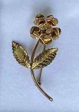 Vintage A & Z Brooch 2 Toned 12k Gold Filled Flower Floral Pin 2.5 Gram Signed