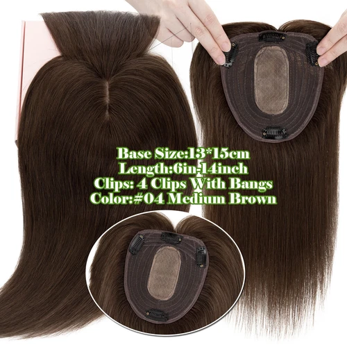 100% Echthaar Topper Toupet Extensions Clip In Remy Human Hair Toupee Haarteil l - Bild 62 von 84