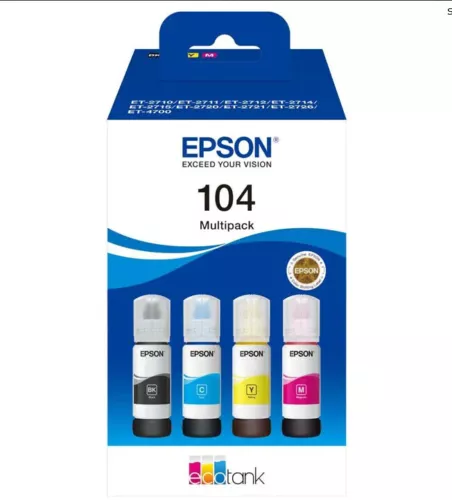 4x Original Epson Tinte 104 EcoTank ET- 1810 2710 2711 2720 2726 4700 4800 SET