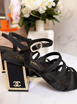 BNIB Chanel 24B Strappy Heels In Black With Crystals BNIB Chanel 24B Strappy Heels In Black With Crystals