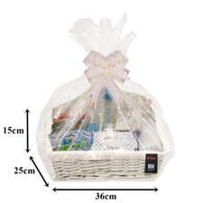 MAKE YOUR OWN HAMPER WICKER WINE BASKET CELLOPHANE WOOD WOOL BOW XMAS GIFT SET