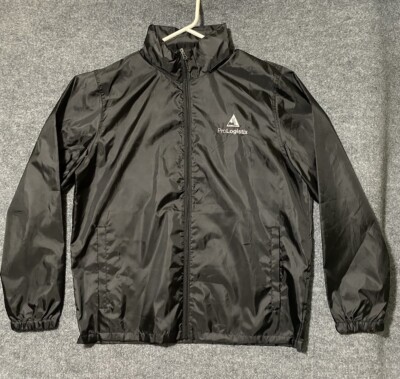 ProLogistix Staffing Mens Rain Jacket Large Black Hooded Employee Wear Forklift