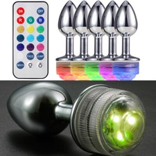 LED Light Up Butt Plug with 20 Key Remote Control Anal Booty Night Light Show US