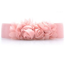 Women Lace Rose Floral Buckle Stretch Waist Belt Elastic Dress Corset Waistband