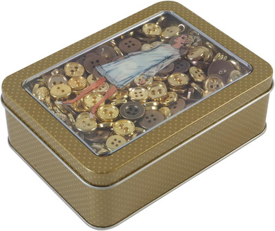 Vintage 170001775 Retro Sewing Pattern Artwork Button Tin with Assorted ...