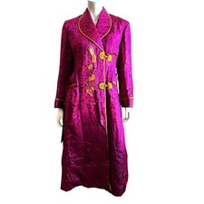 Vintage Chinese Brocade Robe Satin House Coat Purple Small XS Women s Asian