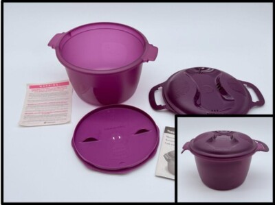 3 Piece 2.2L Tupperware 6451 Microwave Rice Vegetable Maker Steamer Cooker