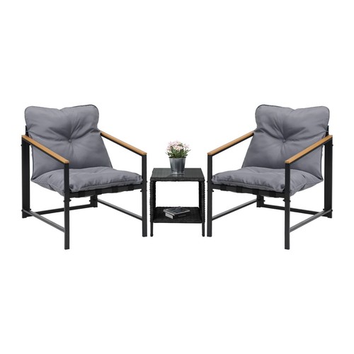Livsip 3 Piece Outdoor Patio Set Lounge Setting Garden Furniture Rattan Table - Picture 10 of 10