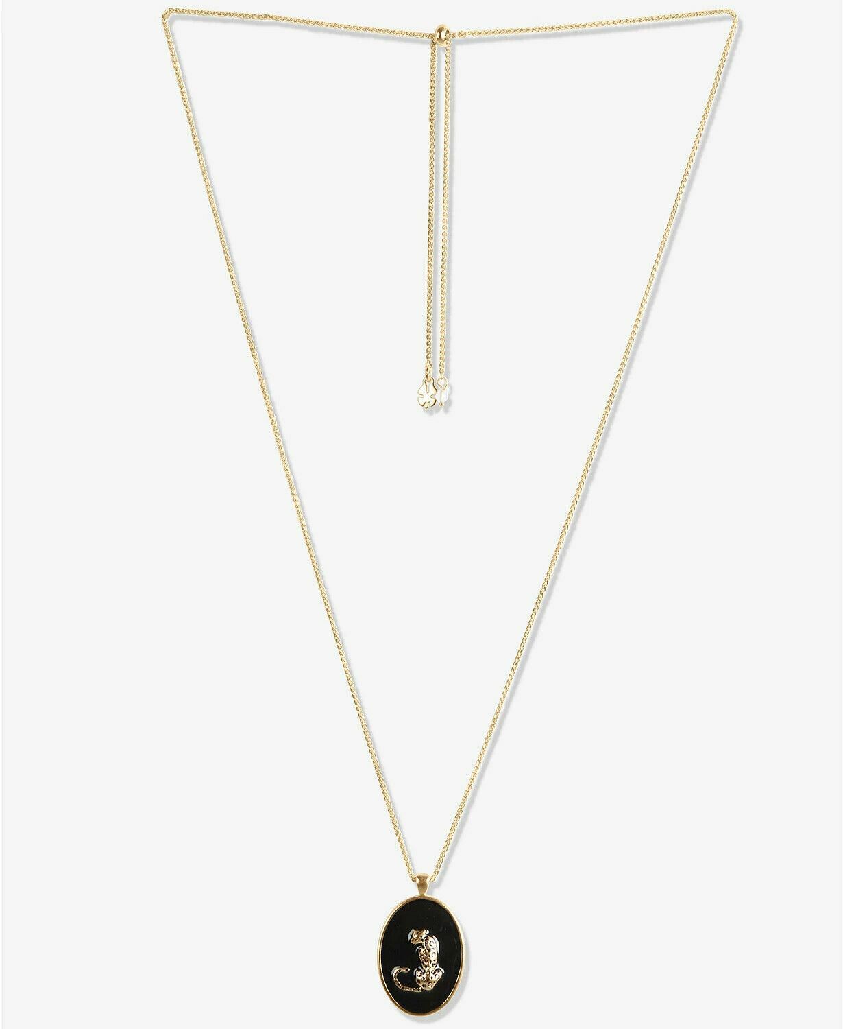 "Lucky Brand Gold-Tone Leopard Reversible 34\" Adjustable Pendant Necklace"