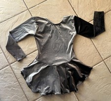 NEW GIRLS Gray Black SPACE Ombre VELVET Competition FIGURE ICE SKATING Dress