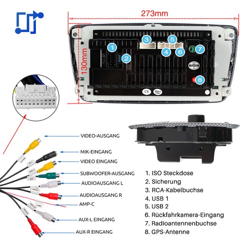 Für Seat Ibiza IV 6J 2009-2013 Android14 Carplay Autoradio GPS BT FM RDS DAB+Kam - Bild 13 von 14