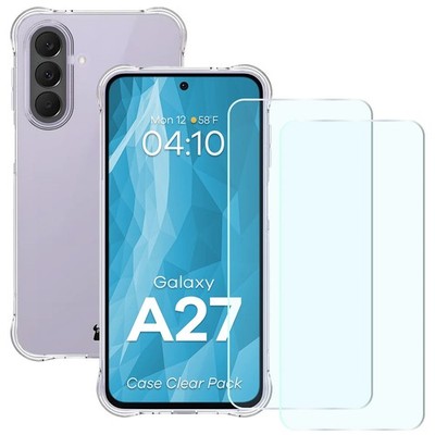 Handyhülle + 2x Glas für Galaxy A27 5G Bizon Case Cover Schutzhülle Transparent