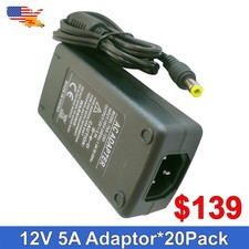 AC To DC Adapter 12V 5A 60W Power Supply 10 50 Pack For 3528 LED  CCTV US Stock