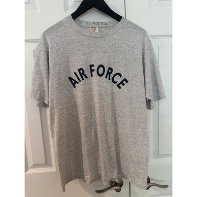 Vintage 90s Jerzees Air Force T Shirt Mens Large Gray Made in USA 50/50 Graphic