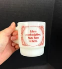 Vintage State Farm Insurance Milk Glass Coffee Mug Anchor Hocking USA Stackable