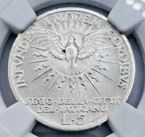 1939 Vatican 5L Sede Vacante NGC MS65 🔥Only 40,000 Minted🔥 - Picture 3 of 4
