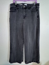   Ava  Viv Jeans Womens 17 Wide Leg Stretch High Rise Black Fade Wash Denim