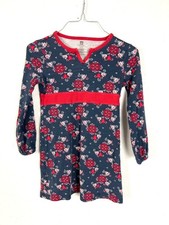 Tea Girls Dress Size 8 Navy Blue Retro Floral Red Empire Waist Fit Flare Fall