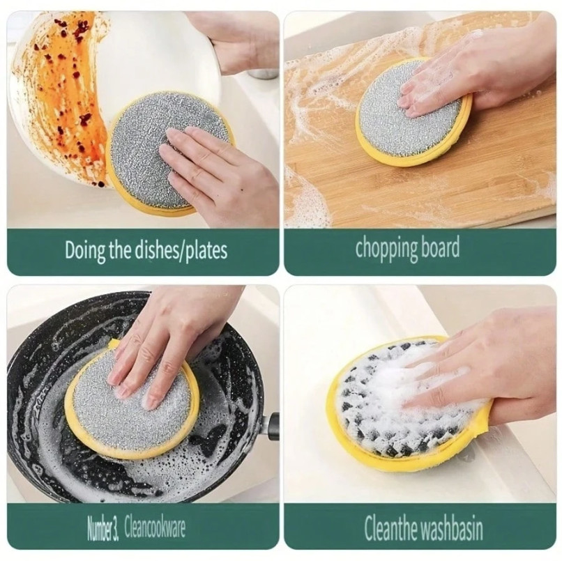 10-Pack Double-Sided Kitchen Sponges – Dish & Scrub Brush Combo - NEW