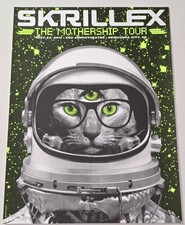 PÓSTER CONCIERTO GIRA NAVE NODRIZA KRILLEX SERIGRAFÍA GATO EDM ELECTRO RAVE VOLANTE
