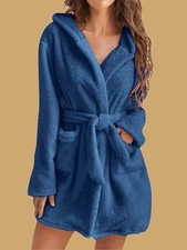 Premium Womens Plush Soft Robe Fuzzy Fluffy Warm Sherpa Fleece Bathrobe Spa Robe