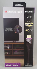 Monster MHV1-1026-PUR 6 Feet 4K HDR 21 Gbps Purple LED Light HDMI Cable