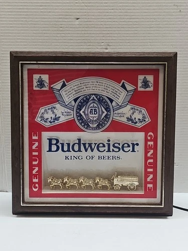 Vintage 1980s Budweiser King of Beers Clydesdale Lighted Sign 13.5"