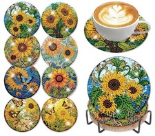 Diamond Art Coasters Kit, 8 Pieces Sunflowers Diamond Painting Coasters Kit ...