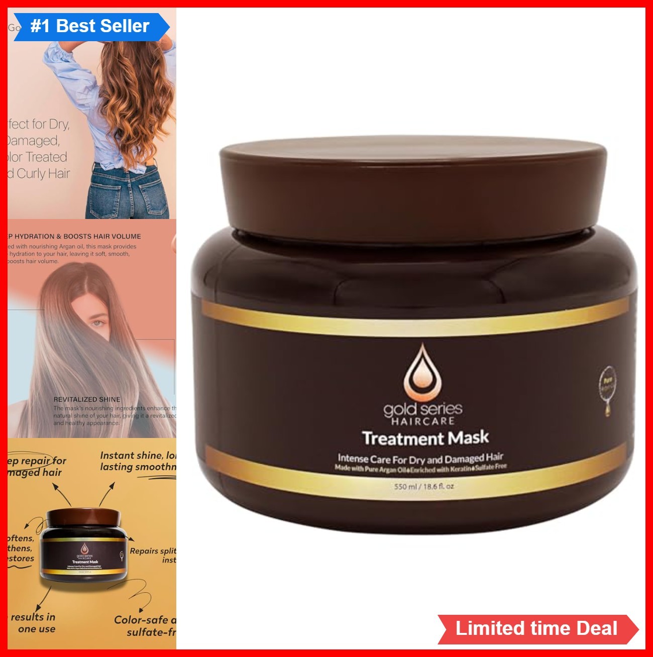 Hair Mask 18.6 oz Argan Oil Collagen Keratin For Dry Damaged Color ...